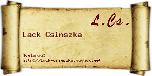 Lack Csinszka névjegykártya